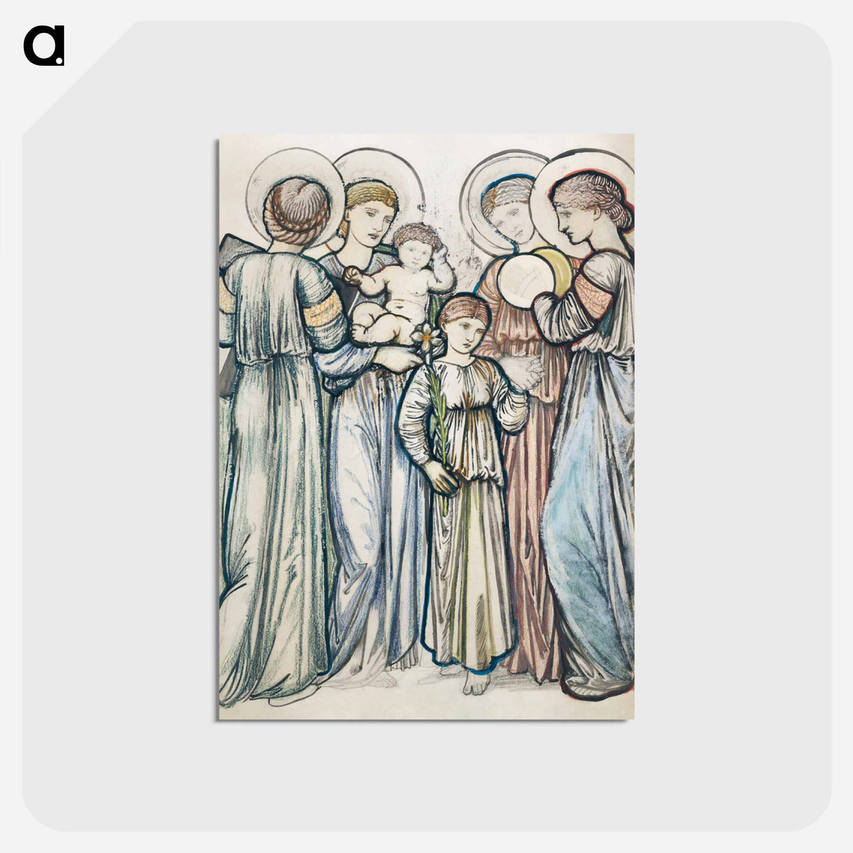 アートポストカード-Angels and Children - エドワード バーン ジョーンズ Postcard.