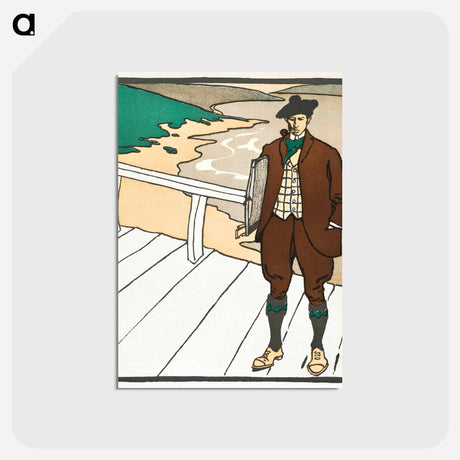 アートポストカード-Man smoking a pipe - エドワード ペンフィールド Postcard.