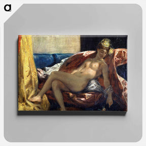 アートパネル-Reclining Odalisque or, Woman with a Parakeet - ウジェーヌ ドラクロワ Canvas.