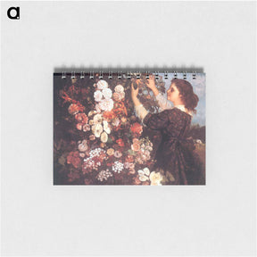 アートメモ帳-The Trellis (Young Woman Arranging Flowers) - ギュスターヴ クールベ Memo.