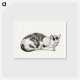 アートポストカード-Lying cat - ジャン ベルナール Postcard.