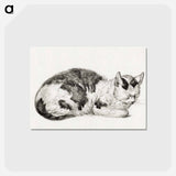 アートポストカード-Lying cat - ジャン ベルナール Postcard.