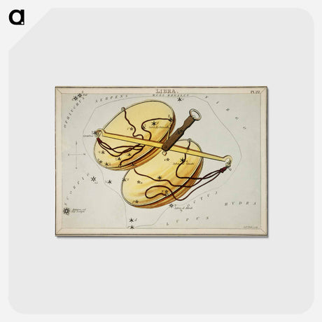 アートポストカード-Sidney Hall’s astronomical chart illustration of the Libra - アンティーク地図 Postcard.