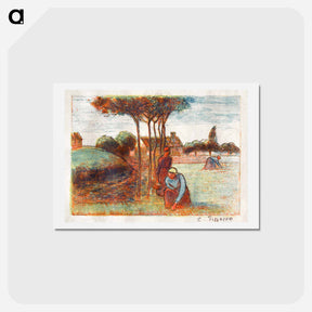 アートポストカード-Peasant Women Weeding the Grass - カミーユ ピサロ Postcard.
