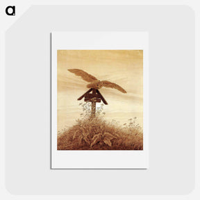 アートポストカード-Owl on a grave - カスパー ダーヴィト フリードリヒ Postcard.