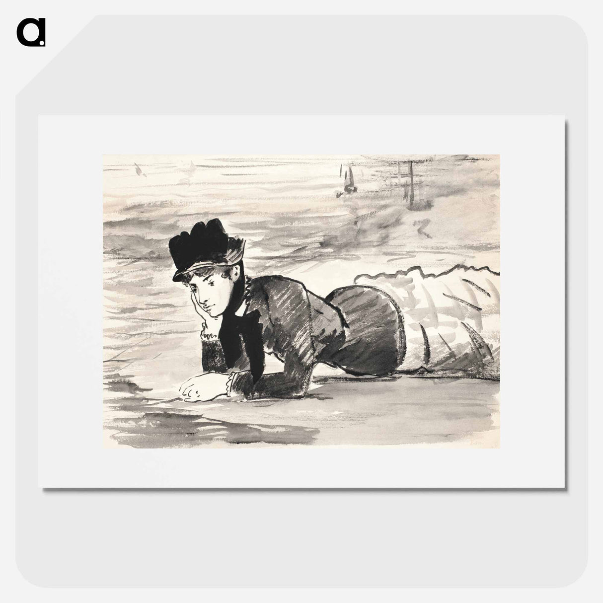 Woman Lying on the Beach - エドゥアール マネ Poster.