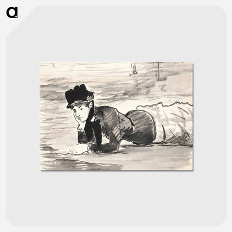 アートポストカード-Woman Lying on the Beach - エドゥアール マネ Postcard.