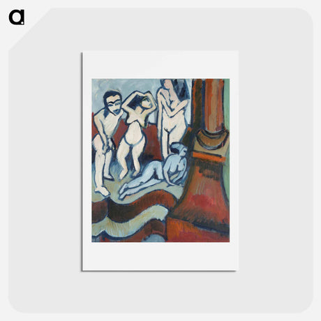 アートポストカード-Four Wooden Sculptures - エルンスト ルートヴィヒ キルヒナー Postcard.