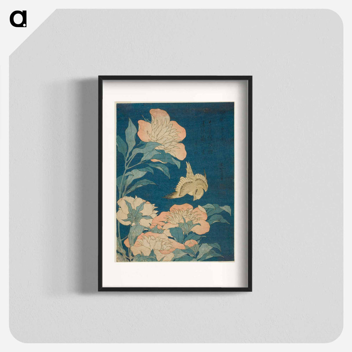 Hokusai's Canary and Peony - Katsushika Hokusai Poster.