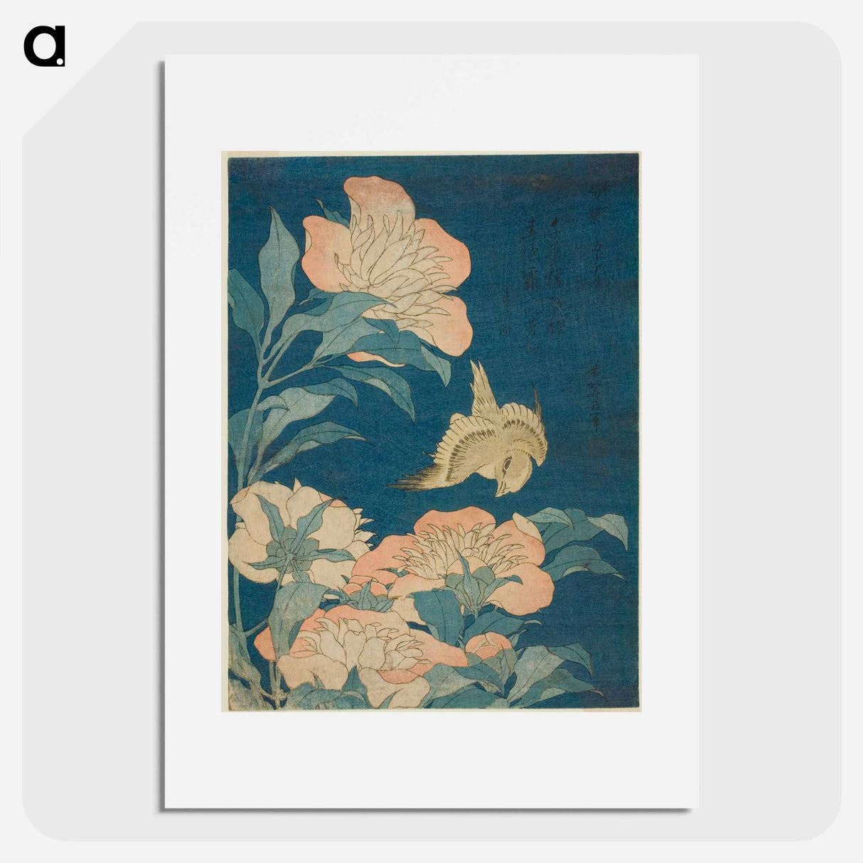 Hokusai's Canary and Peony - 葛飾 北斎 Poster.