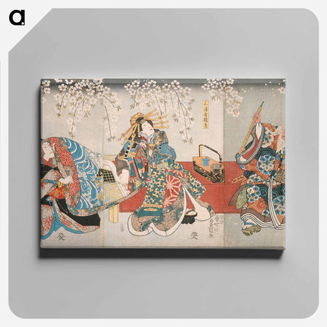 アートパネル-Ichikawa Kodanji IV as Hige no Ikyū, Bandō Shūka I as Miuraya Agemaki, and Ichikawa Danjūrō VIII as Agemaki no Sukeroku in the play Sukeroku kuruwa no hanamidoki
 - 歌川 国貞 Canvas.