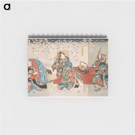 アートメモ帳-Ichikawa Kodanji IV as Hige no Ikyū, Bandō Shūka I as Miuraya Agemaki, and Ichikawa Danjūrō VIII as Agemaki no Sukeroku in the play Sukeroku kuruwa no hanamidoki
 - 歌川 国貞 Memo.