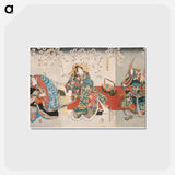 アートポストカード-Ichikawa Kodanji IV as Hige no Ikyū, Bandō Shūka I as Miuraya Agemaki, and Ichikawa Danjūrō VIII as Agemaki no Sukeroku in the play Sukeroku kuruwa no hanamidoki
 - 歌川 国貞 Postcard.