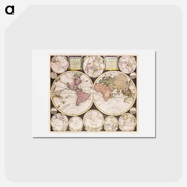 アートポストカード-Vlakke aard-kloot gemeenlyk genaamd de geheele waereld - アンティーク地図 Postcard.