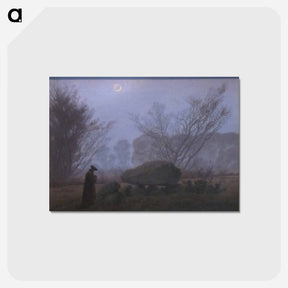 アートポストカード-A Walk at Dusk (with Tumulus) - カスパー ダーヴィト フリードリヒ Postcard.