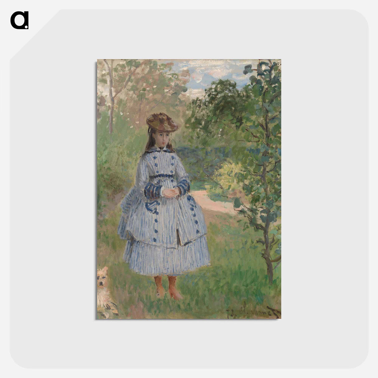 アートポストカード-Girl with Dog - クロード モネ Postcard.