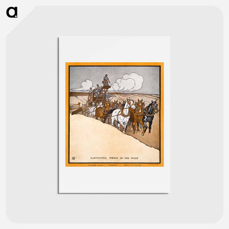 アートポストカード-Harvesting Wheat in the West - エドワード ペンフィールド Postcard.