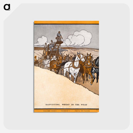 アートポストカード-Harvesting Wheat in the West - エドワード ペンフィールド Postcard.
