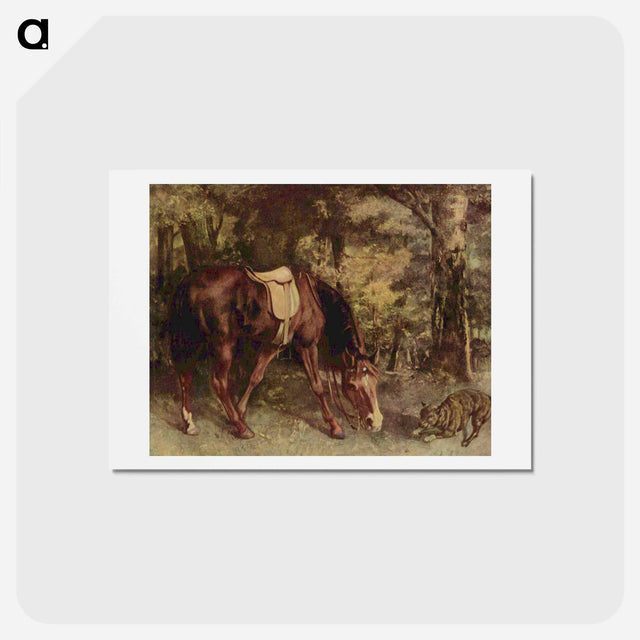アートポストカード-Horse in the Woods - ギュスターヴ クールベ Postcard.