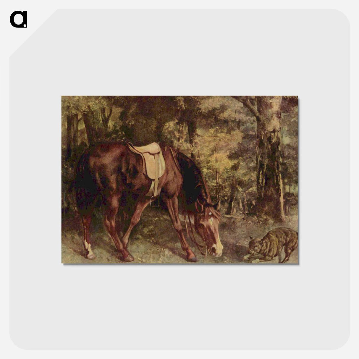 アートポストカード-Horse in the Woods - ギュスターヴ クールベ Postcard.