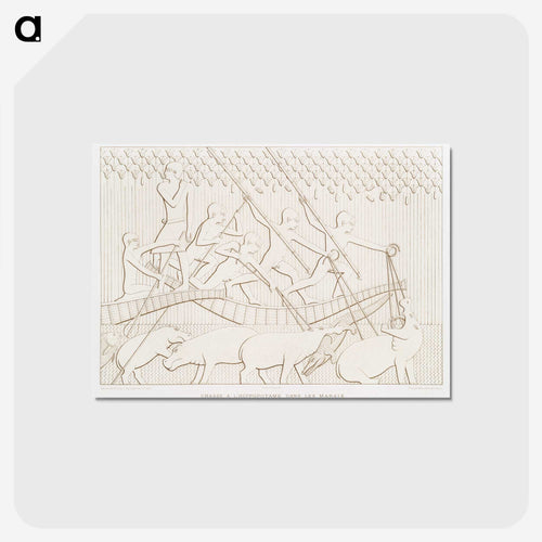 沼沢地でのカバ狩り - エジプト美術史 Postcard.