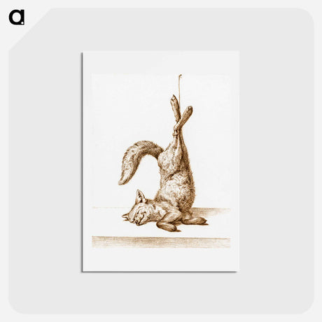 アートポストカード-Dead fox, hanging from his paws - ジャン ベルナール Postcard.