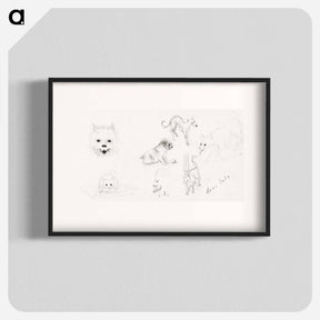 アートポスター-Dogs and cats sketches - ユリー デ フラーハ Poster.