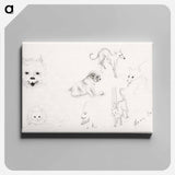 Dogs and cats sketches - Julie de Graag Canvas.