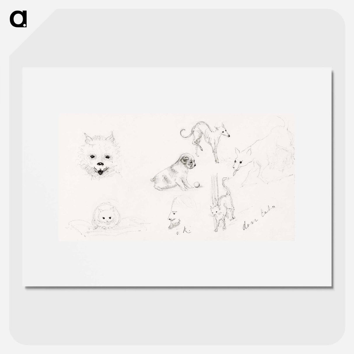 Dogs and cats sketches - Julie de Grague Poster.