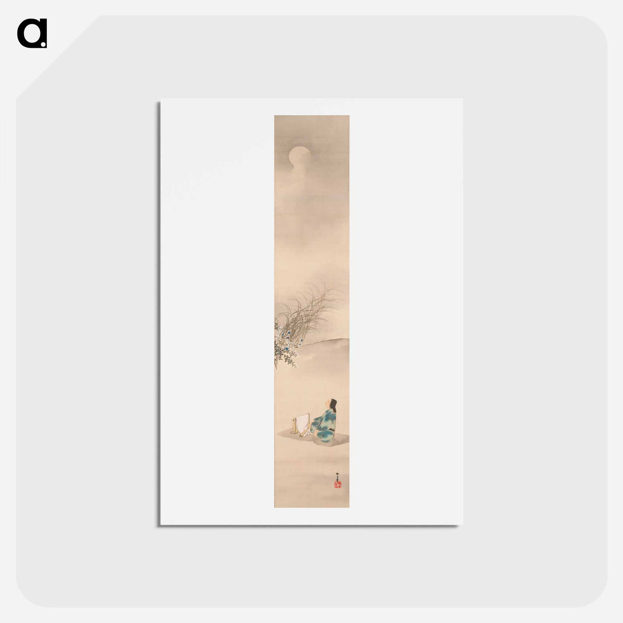 アートポストカード-Pounding Cloth under the Moon - 神坂 雪佳 Postcard.