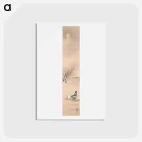 アートポストカード-Pounding Cloth under the Moon - 神坂 雪佳 Postcard.
