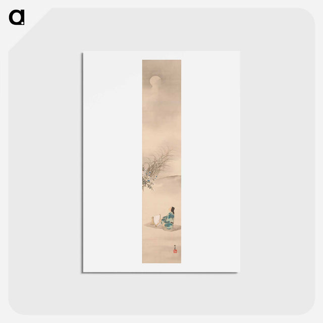 アートポストカード-Pounding Cloth under the Moon - 神坂 雪佳 Postcard.