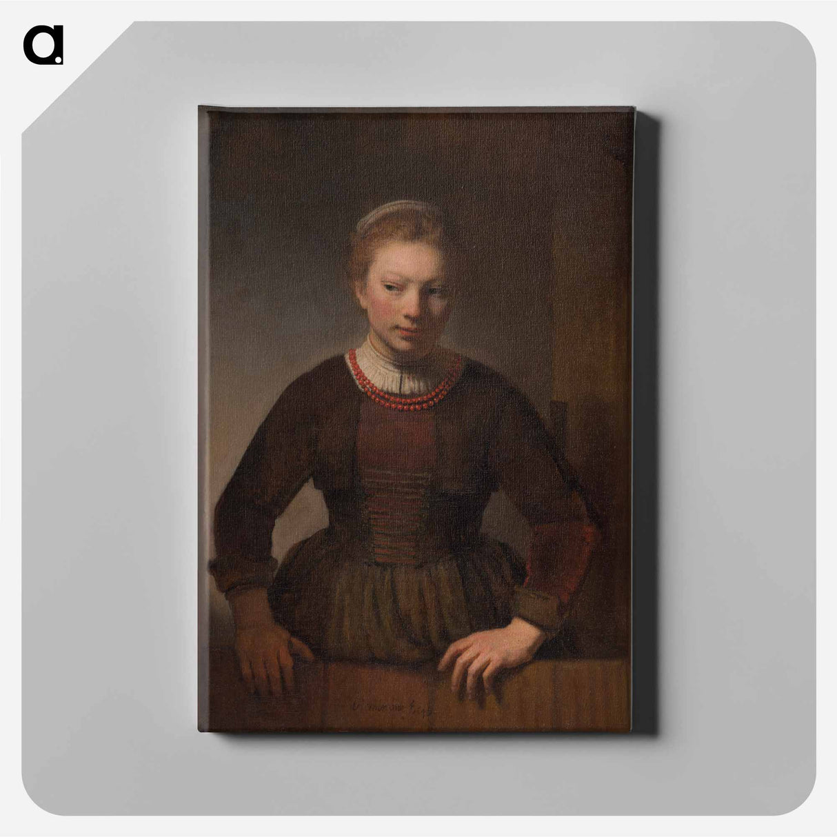 Young Woman at an Open Half-Door - Rembrandt van Rijn Canvas.