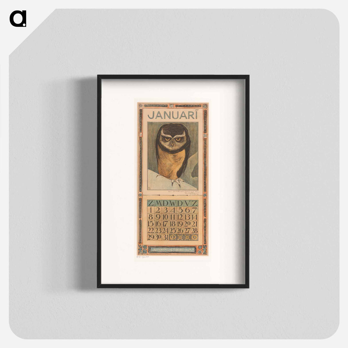 Kalenderblad januari met uil - テオ ヴァン ホイテマ Poster.