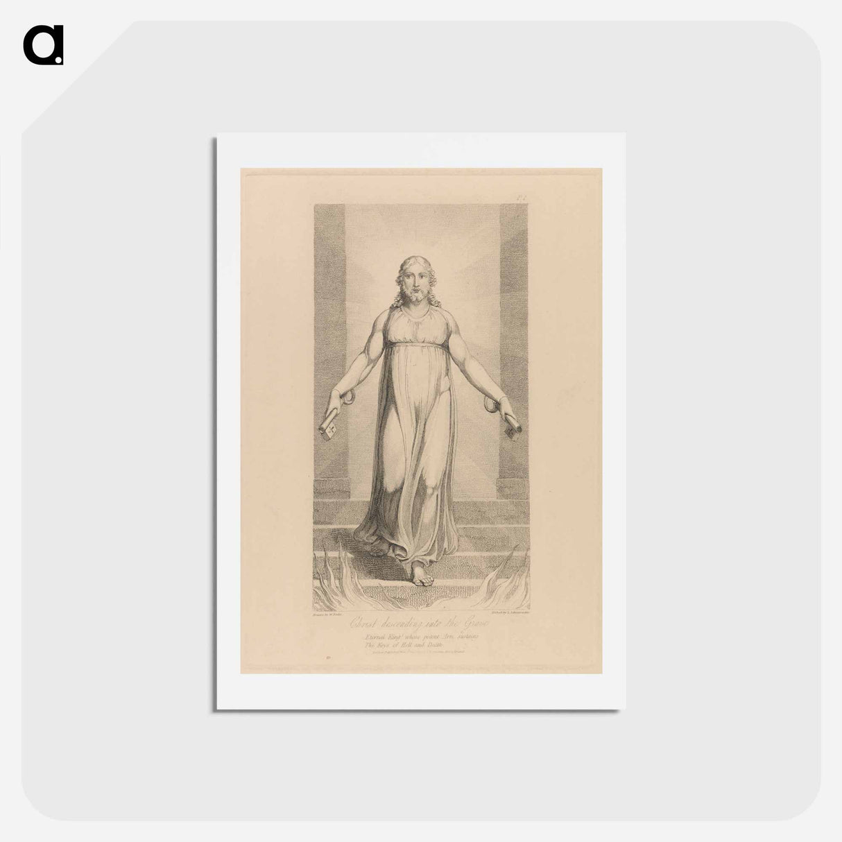 アートポストカード-Christ Descending into the Grave - ウィリアム ブレイク Postcard.