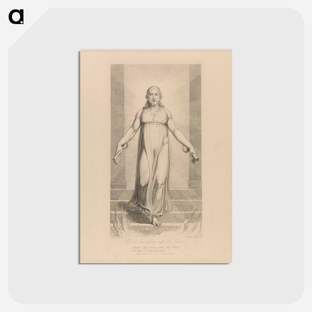 アートポストカード-Christ Descending into the Grave - ウィリアム ブレイク Postcard.