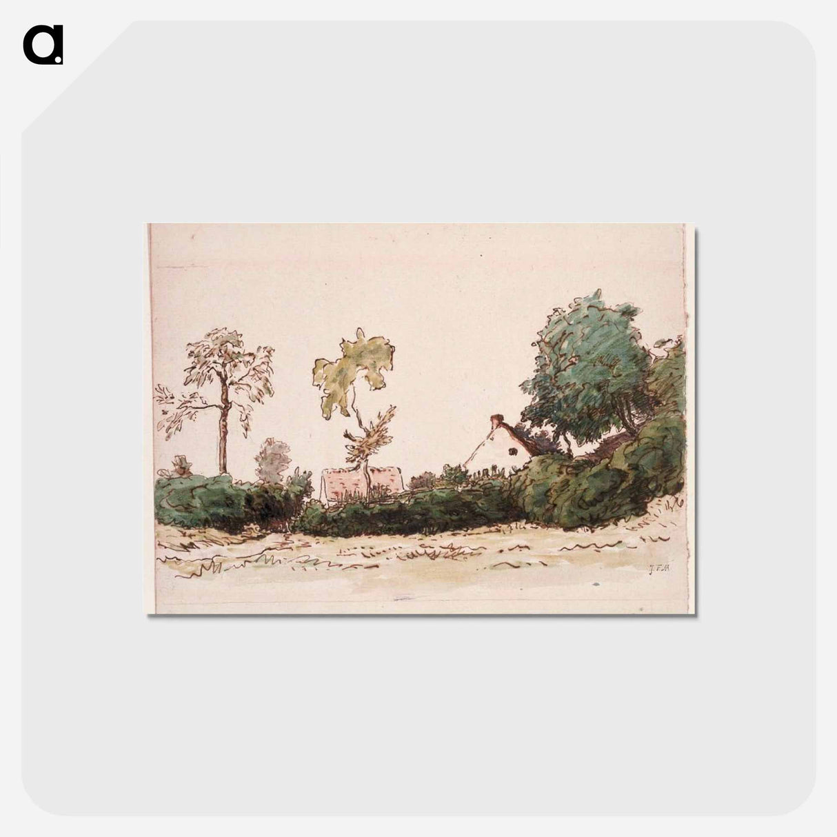 Farm near Vichy - ジャン フランソワ ミレー Postcard.