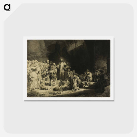 アートポストカード-The Hundred Guilder Print - レンブラント ファン レイン Postcard.