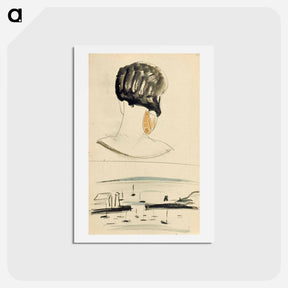 アートポストカード-Nelly van Doesburg Viewed from behind, and a harbor scene - テオ ファン ドゥースブルフ Postcard.