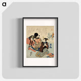 アートポスター-Two women back to back; one with mirror - 歌川 国芳 Poster.