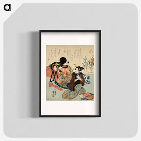 アートポスター-Two women back to back; one with mirror - 歌川 国芳 Poster.