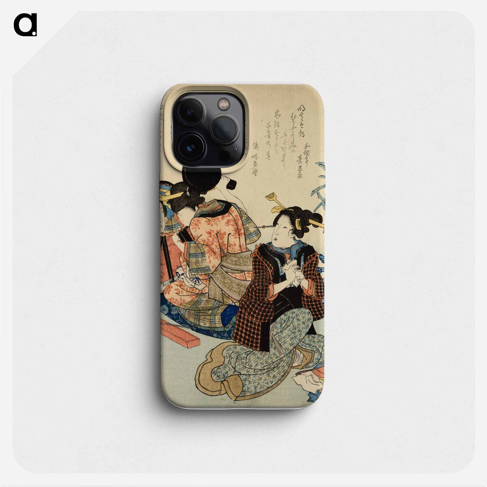 Two women back to back; one with mirror - 歌川 国芳 Phone Case.