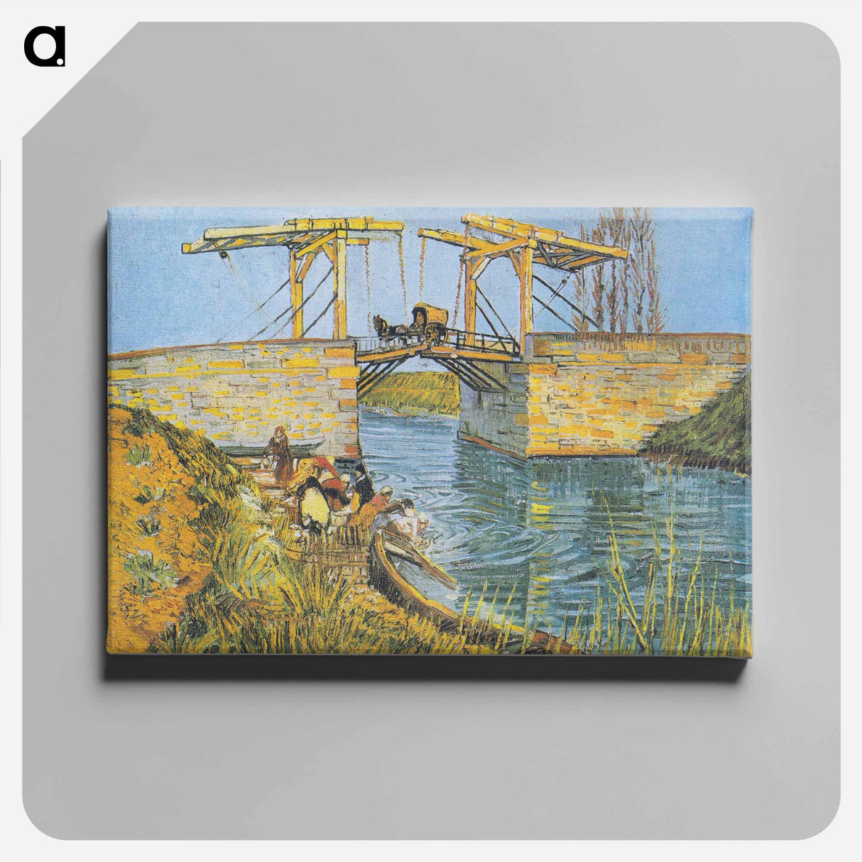 The Langlois Bridge at Arles with Women Washing - フィンセント ファン ゴッホ Canvas.