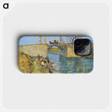 The Langlois Bridge at Arles with Women Washing - Vincent van Gogh Phone Case.