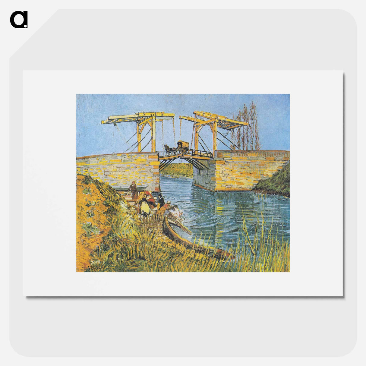 The Langlois Bridge at Arles with Women Washing - フィンセント ファン ゴッホ Poster.