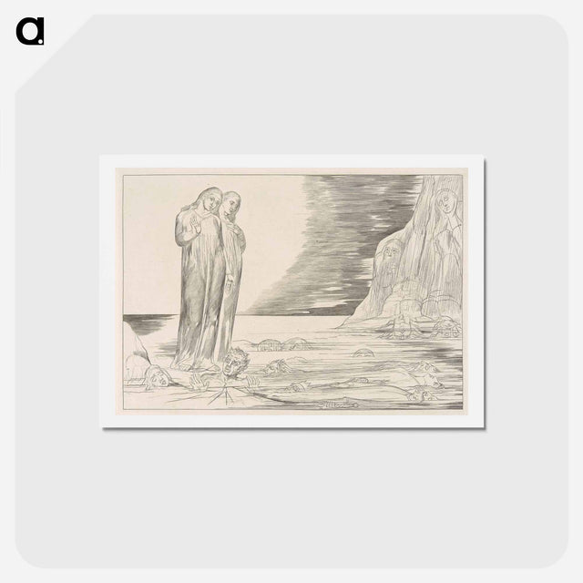 アートポストカード-The Circle of Traitors: Dante Striking Against Bocca degli Abati - ウィリアム ブレイク Postcard.