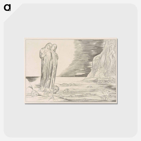 アートポストカード-The Circle of Traitors: Dante Striking Against Bocca degli Abati - ウィリアム ブレイク Postcard.