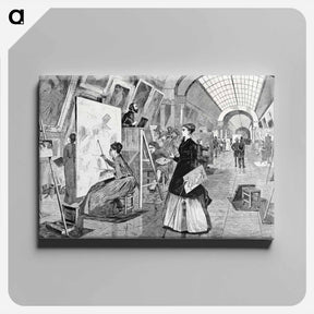 アートパネル-Art Students and Copyists in the Louvre Gallery, Paris - ウィンスロー ホーマー Canvas.