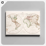 Die beyden Halbkugeln der Erde - アンティーク地図 Canvas.