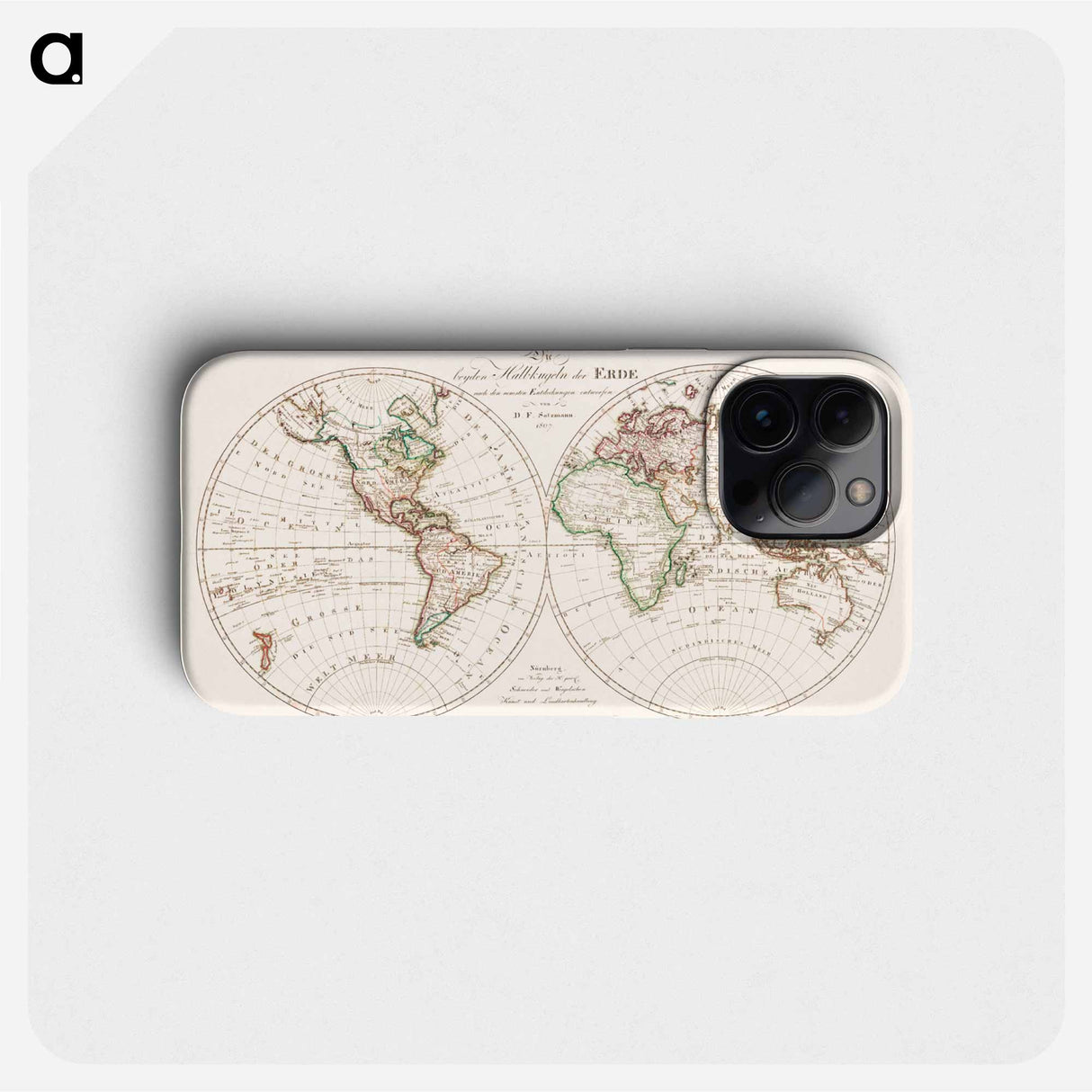 Die beyden Halbkugeln der Erde - アンティーク地図 Phone Case.